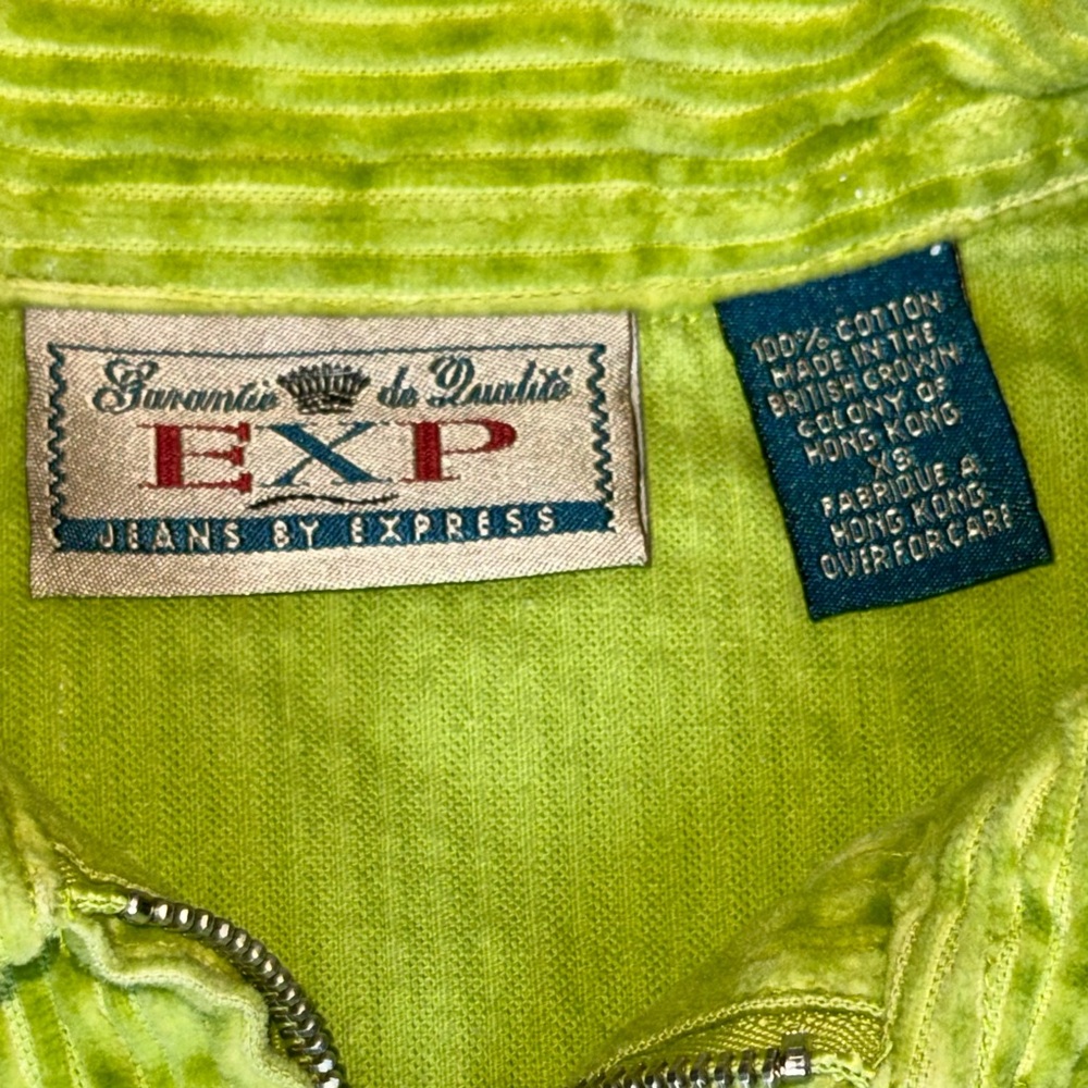 π§₯πΏ EXPRESS EXP JEANS Lime Green Wide-Wale Corduroy Shacket Overshirt Jacket XS - Picture 2 of 8